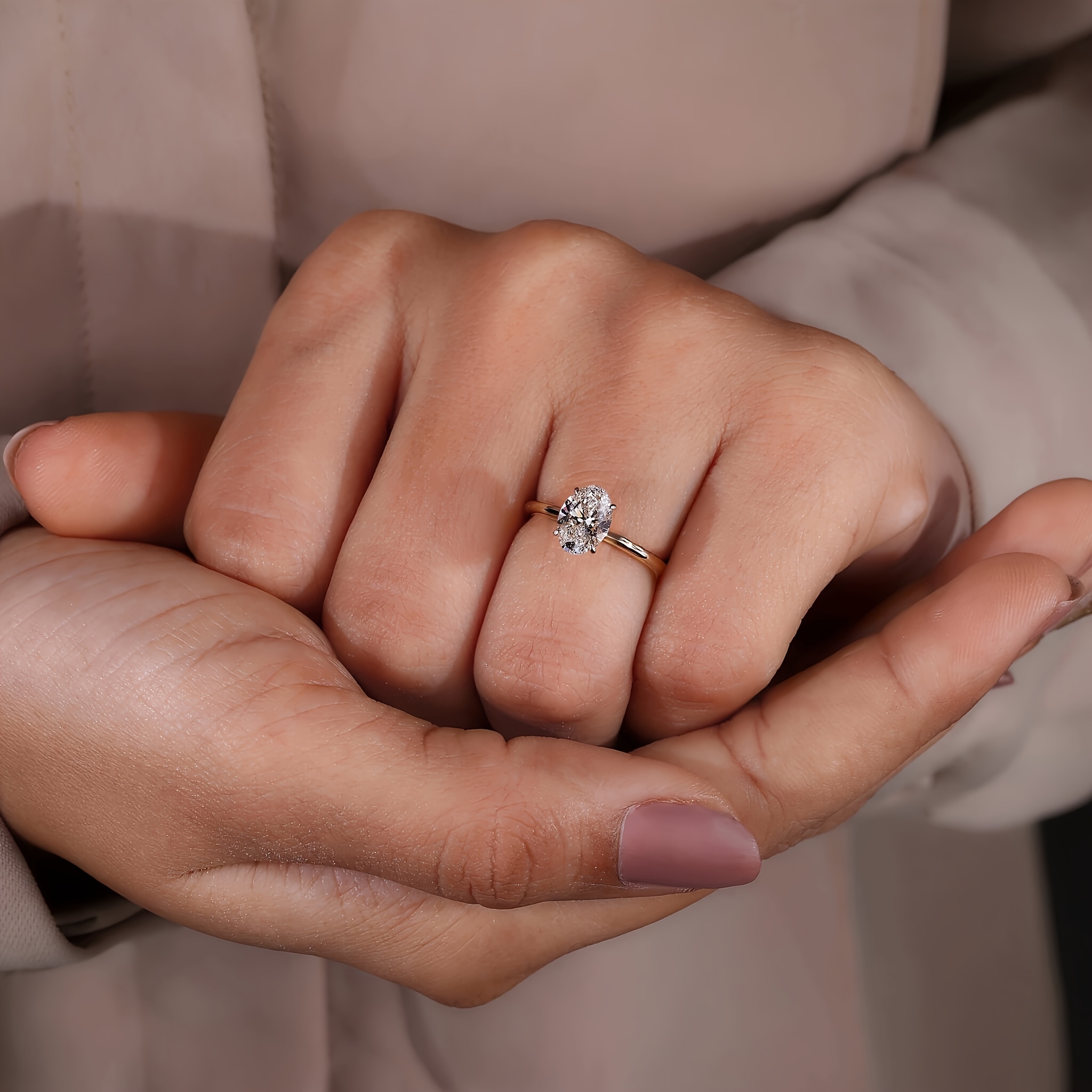 Women's 1/2/3 Carat Oval Moissanite Ring in 925 Silver